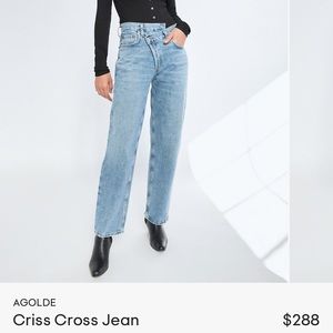 Agolde Aritzia Criss Cross Jeans in colour eternal purchased in store for $288